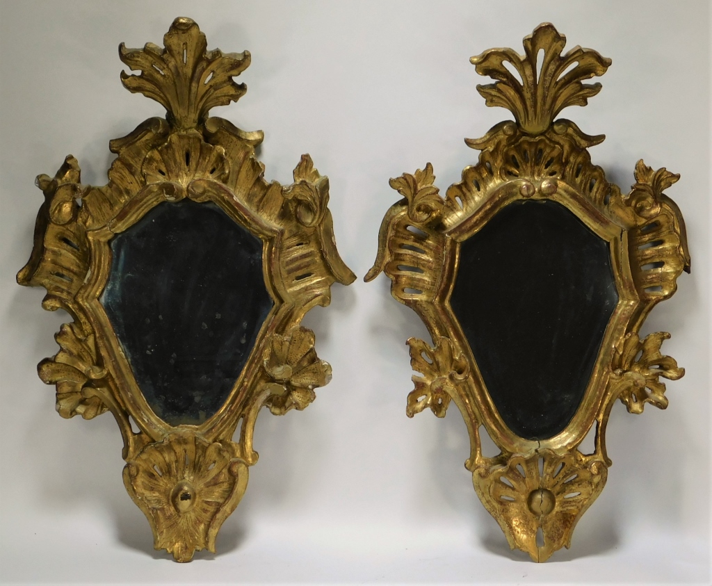 Appraisal: PC ITALIAN FLORENTINE ROCOCO GILT WALL MIRRORS Italy th CenturyMatching