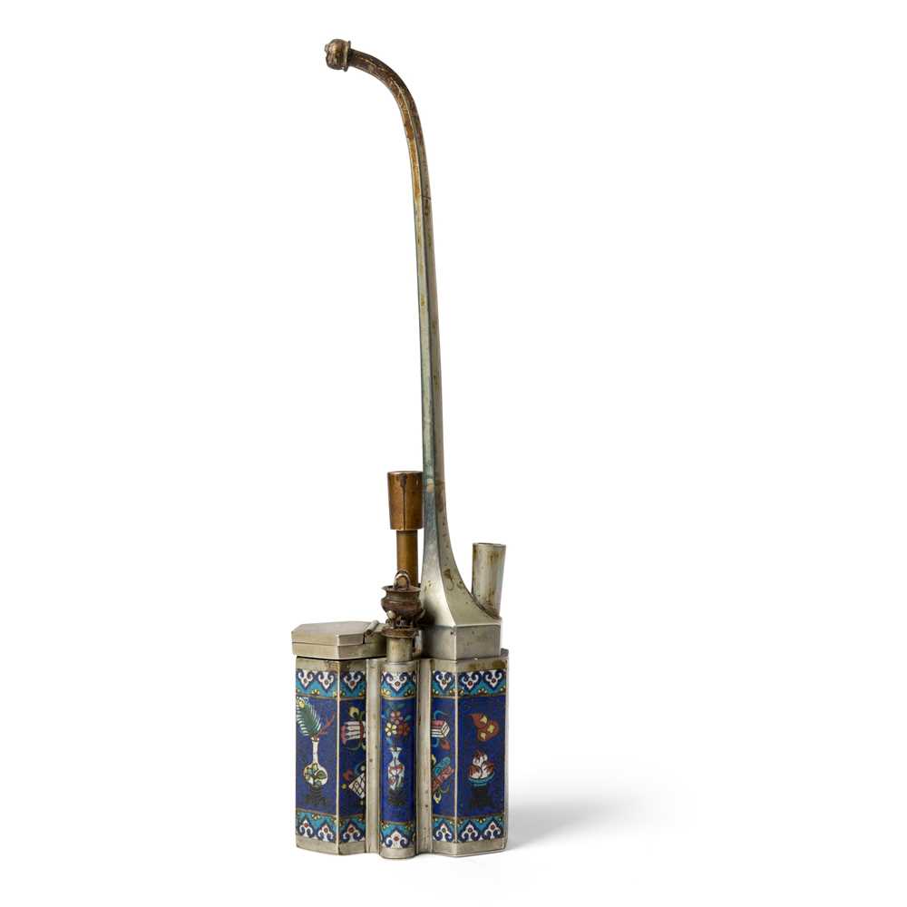 Appraisal: PAKTONG CLOISONN ENAMEL WATER PIPE LATE QING DYNASTY-REPUBLIC PERIOD TH-