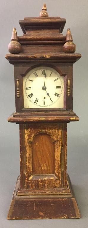 Appraisal: Miniature Oak Cased Tall Case Clock Miniature oak cased tall