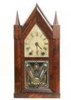 Appraisal: MANTEL CLOCK - th c mahogany veneered steeple form Mantle