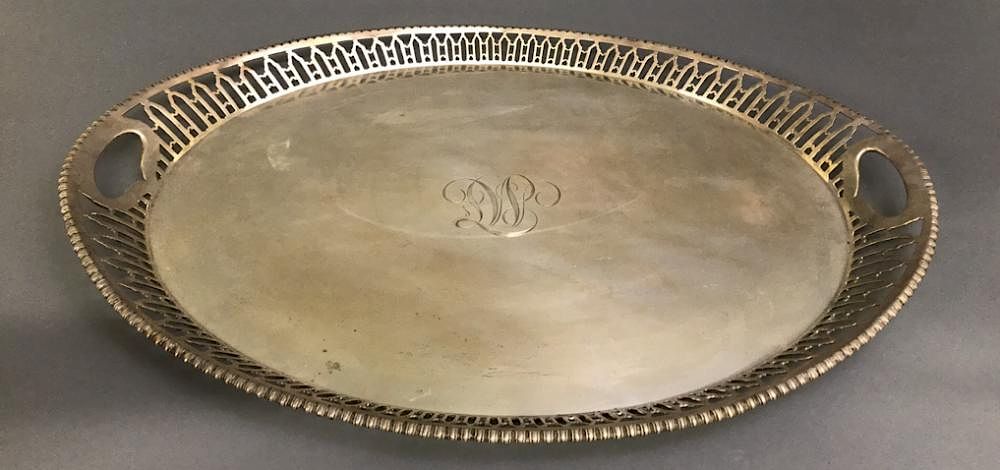 Appraisal: Large English Oval Silver Platter Large English silver oval platter