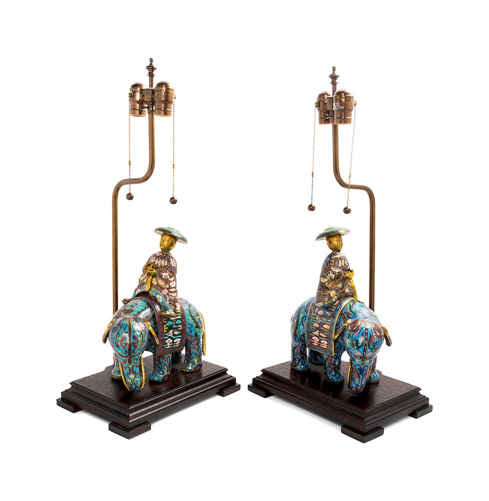 Appraisal: A Pair of Chinese Export Cloisonn Table Lamps A Pair