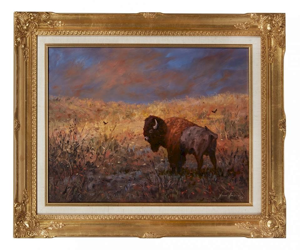 Appraisal: Heinie Hartwig b Painting Lone Bull Framed Heinie Hartwig California