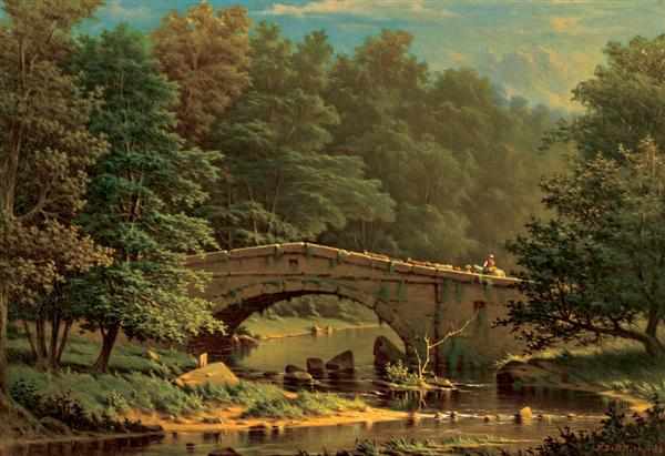 Appraisal: FREDERICK DeBOURG RICHARDS American - Crossing a Bridge oil on