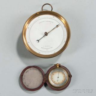 Appraisal: Brass-cased Aneroid Barometer by E Kendall and a Pocket Barometer