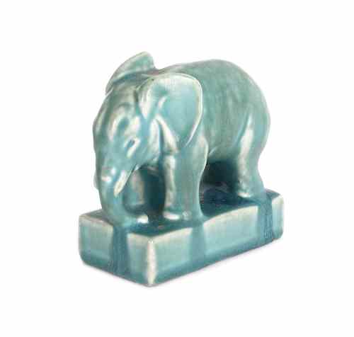 Appraisal: Rookwood pottery figural paperweight of an elephant dated shape in