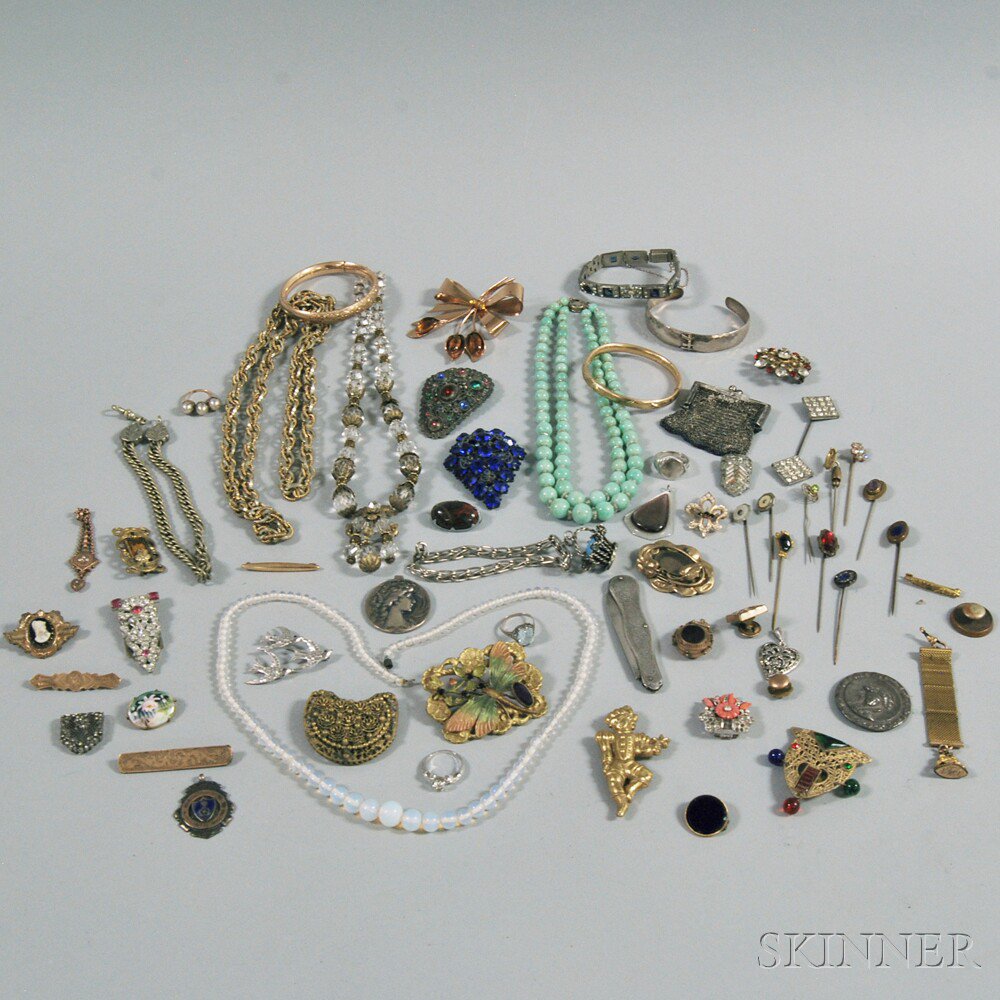 Appraisal: Small Group of Mostly Victorian and Art Deco Costume Jewelry