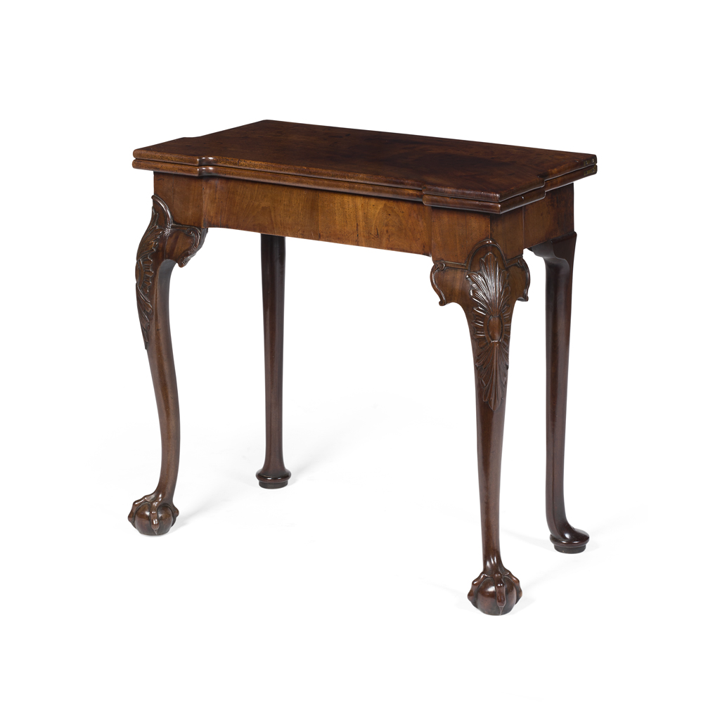 Appraisal: GEORGE II MAHOGANY GATELEG FOLDOVER TEA TABLE MID TH CENTURY