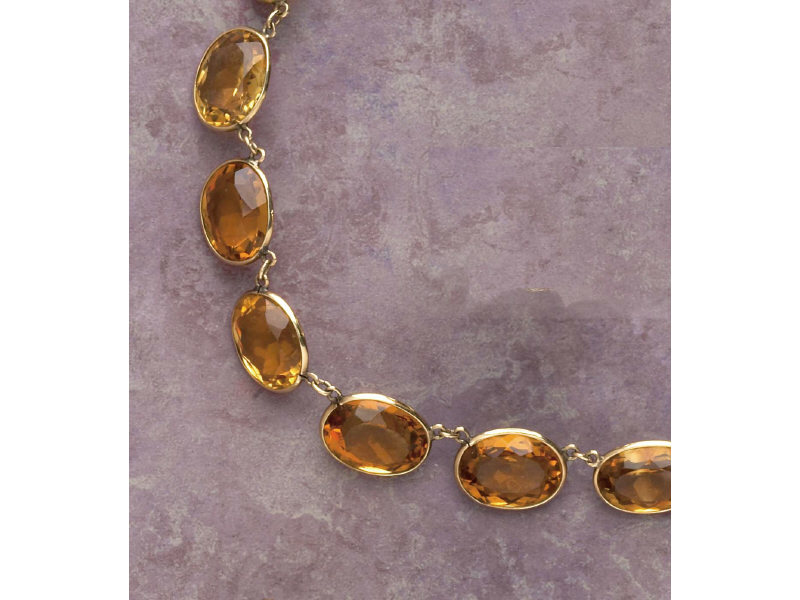 Appraisal: CITRINE NECKLACE k yellow gold necklace with twenty-one oval faceted