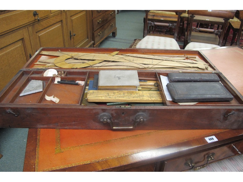 Appraisal: Edwardian mahogany draughtsman's box with contents