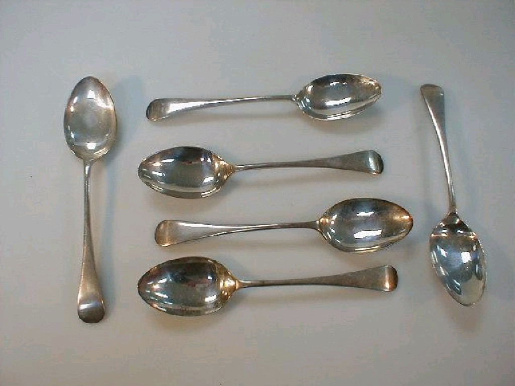 Appraisal: A set of six silver Old English dessert spoons Sheffield