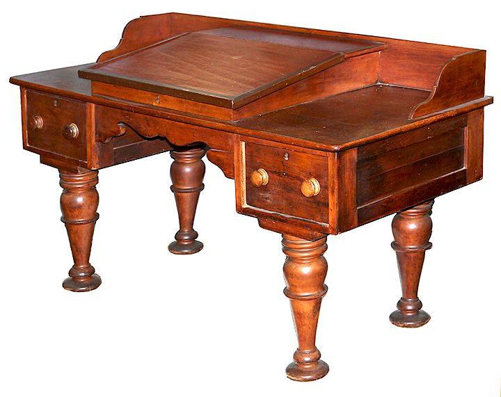 Appraisal: Empire Writing Desk A ca walnut partially slant top writing