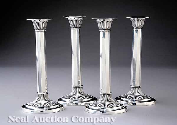 Appraisal: A Set of Four Gorham Sterling Silver Candlesticks navette form