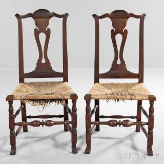 Appraisal: Pair of Cherry Side Chairs New England late th century