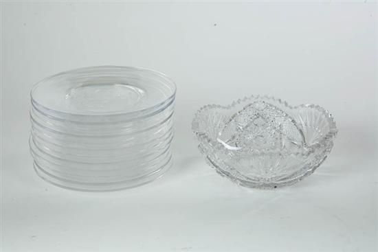 Appraisal: THIRTEEN PIECES OF GLASS Twelve clear plates with frosted fruit