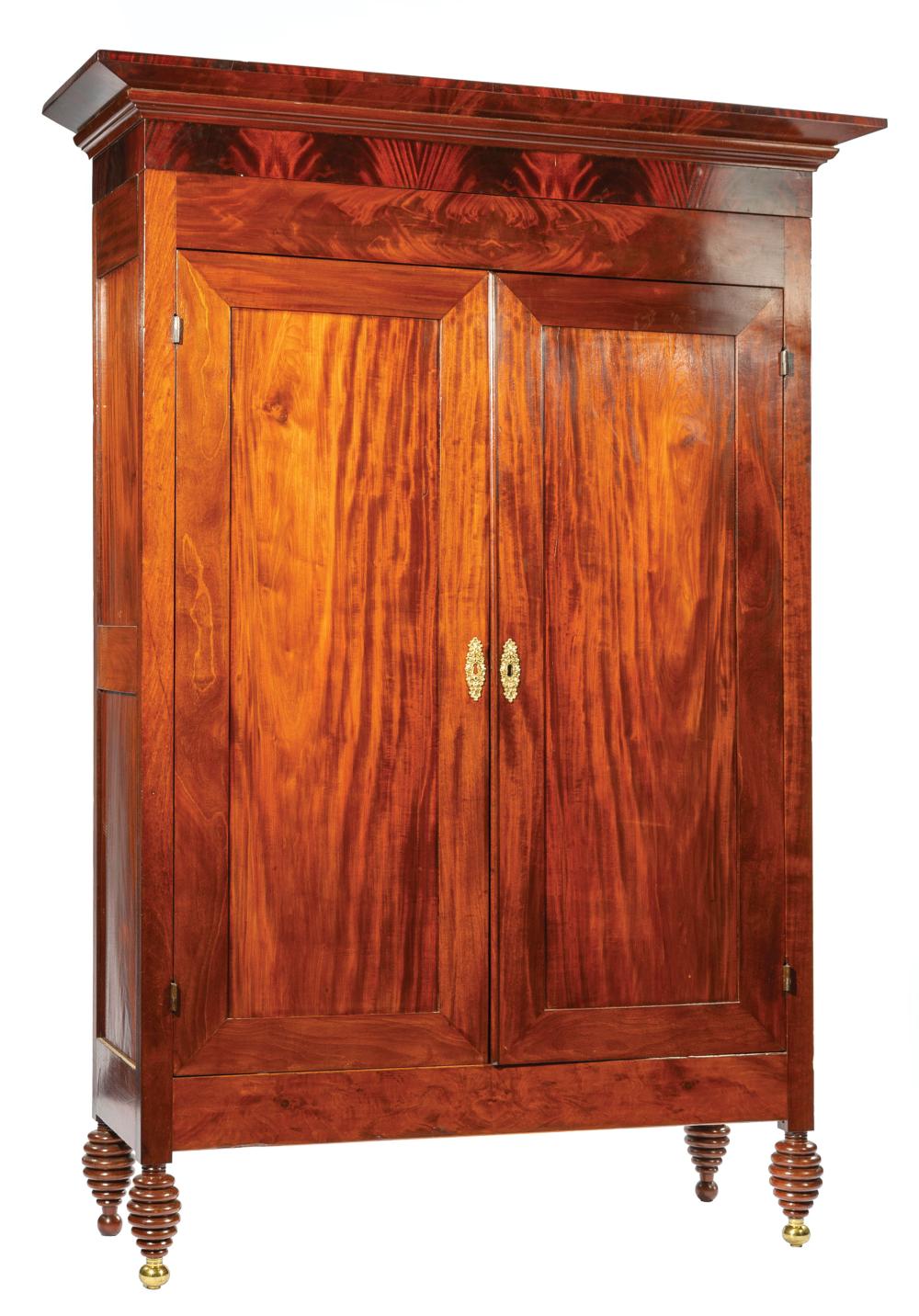 Appraisal: Very Fine American Federal Figured Mahogany Armoire early th c