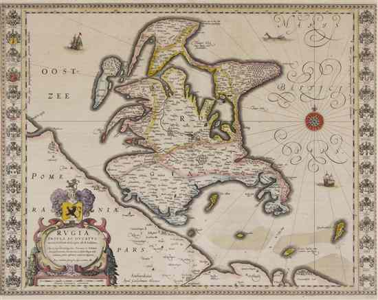 Appraisal: MAP BLAEU WILLEM Rugia Insula ac Ducatus accuratissime descripta ab