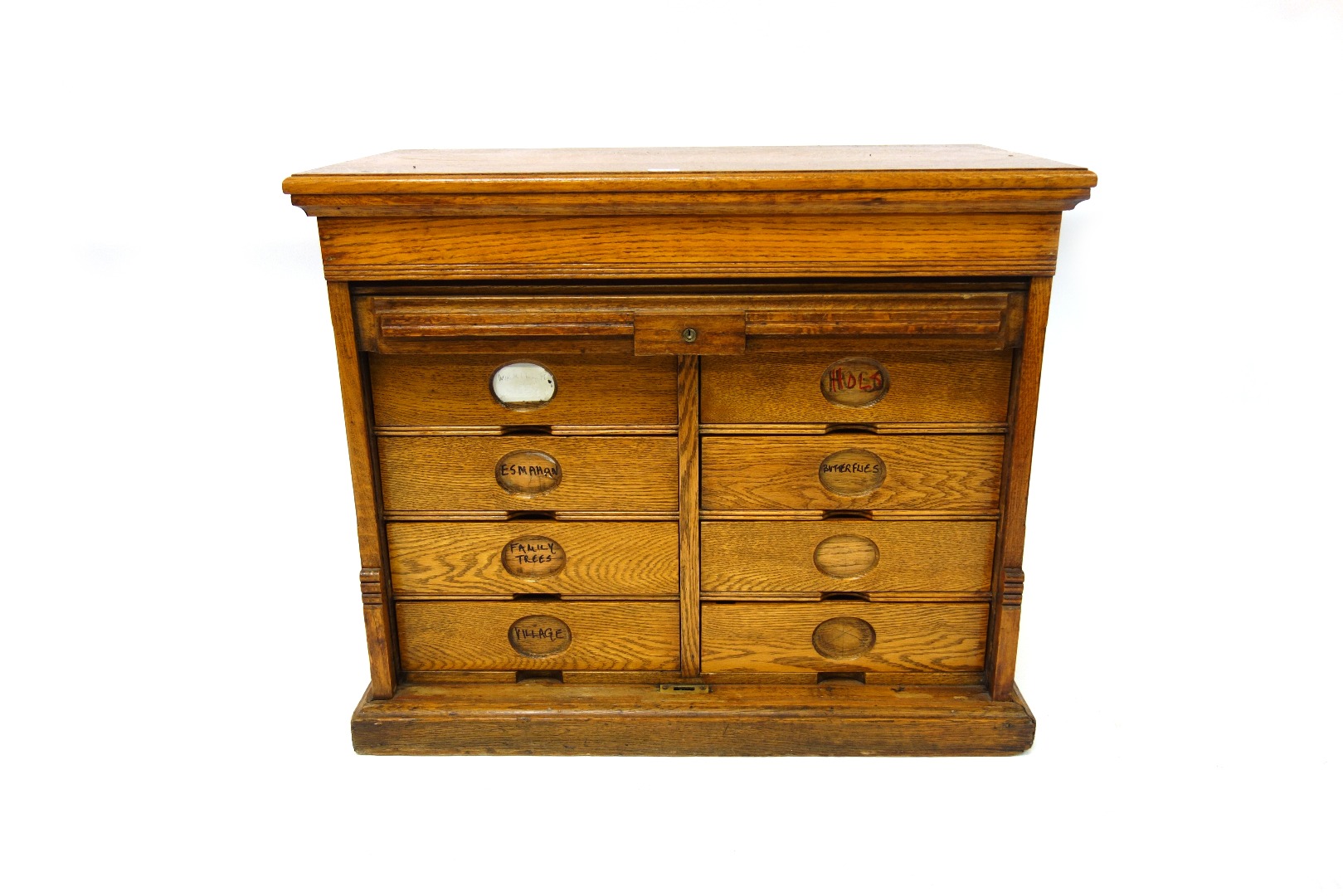 Appraisal: An Amberg's light oak table top filing cabinet early th