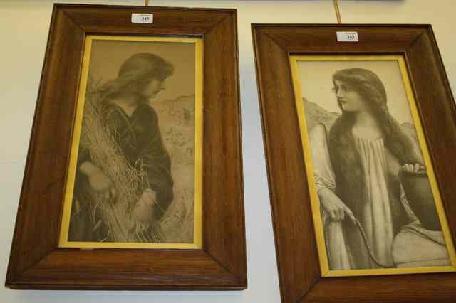 Appraisal: TWO DECORATIVE PRINTS after Henry Ryland of young girls one