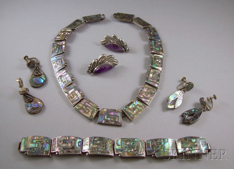 Appraisal: Group of Mexican Silver and Sterling Silver Jewelry including a