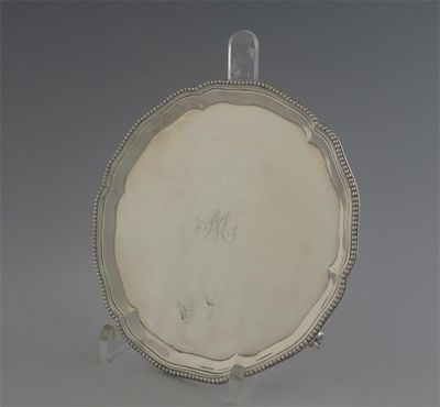 Appraisal: A George III waiter with a shaped bead border initialled