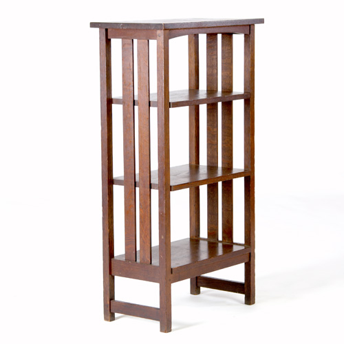 Appraisal: STICKLEY BROTHERS Magazine stand with an overhanging top three shelves