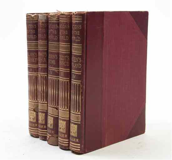 Appraisal: A Collection of Leather-Bound Books comprising Nations of the World