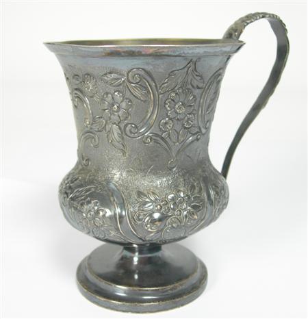 Appraisal: A George IV silver christening mug maker's mark indistinct London