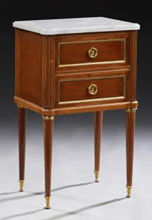 Appraisal: French Louis XVI Style Carved Mahogany Marble Top Nightstand th