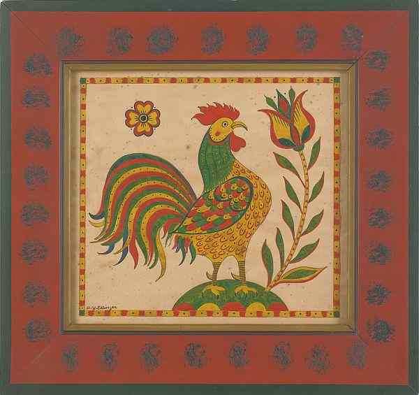 Appraisal: David Y Ellinger American - watercolor of a rooster signed