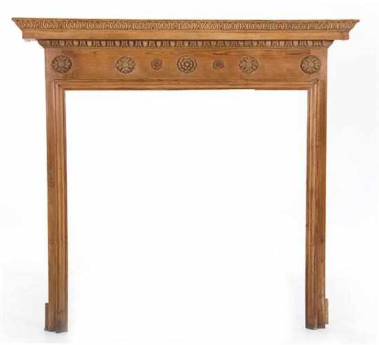 Appraisal: Georgian style carved pine fireplace surround early th century carved