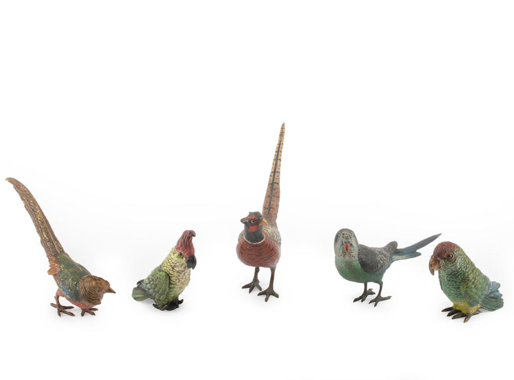 Appraisal: Five Austrian Cold Painted Bronze Figures of Birds incl game