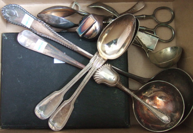 Appraisal: A group of plated flatware comprising a pair of serving