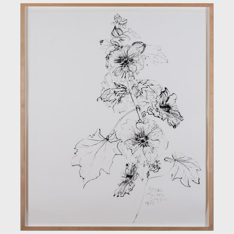 Appraisal: Christian Peltenburg-Brechneff b Hollyhocks Ink on paper signed with initials