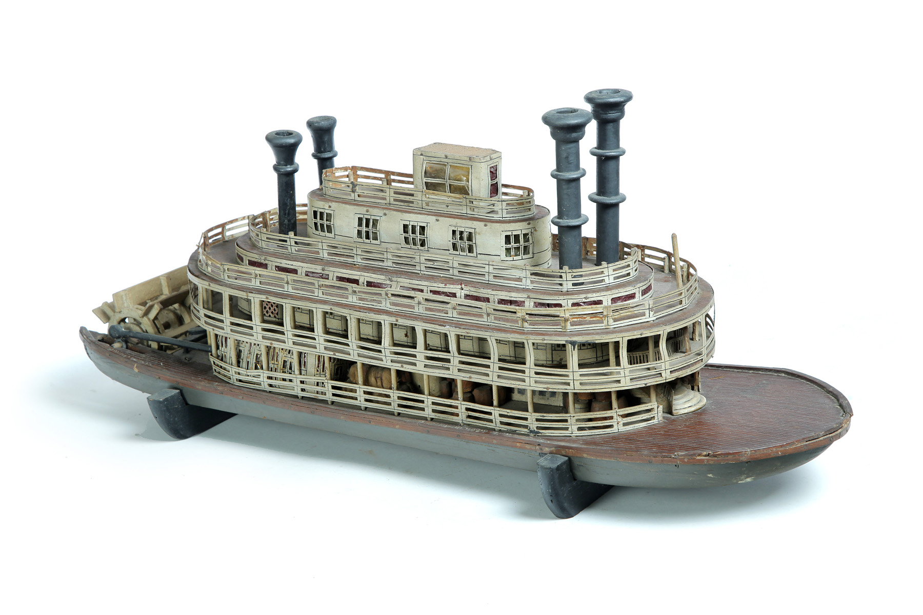 Appraisal: AMERICAN FOLK ART RIVERBOAT MODEL Early th century wood and