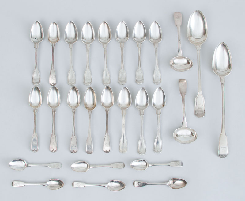 Appraisal: GROUP OF TWENTY-FIVE GEORGE III ASSEMBLED SILVER SPOONS IN THE