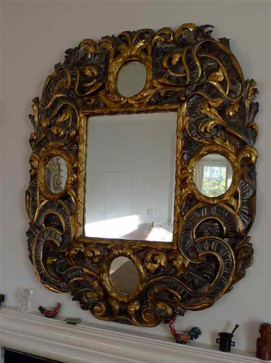 Appraisal: A th century Continental gilt and silvered wood wall mirror