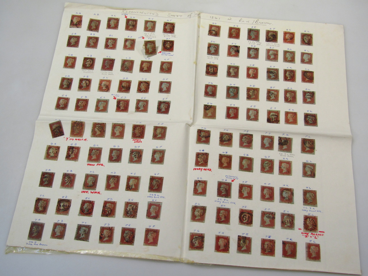 Appraisal: Various Victorian stamps reconstituted sheet of d reds to include