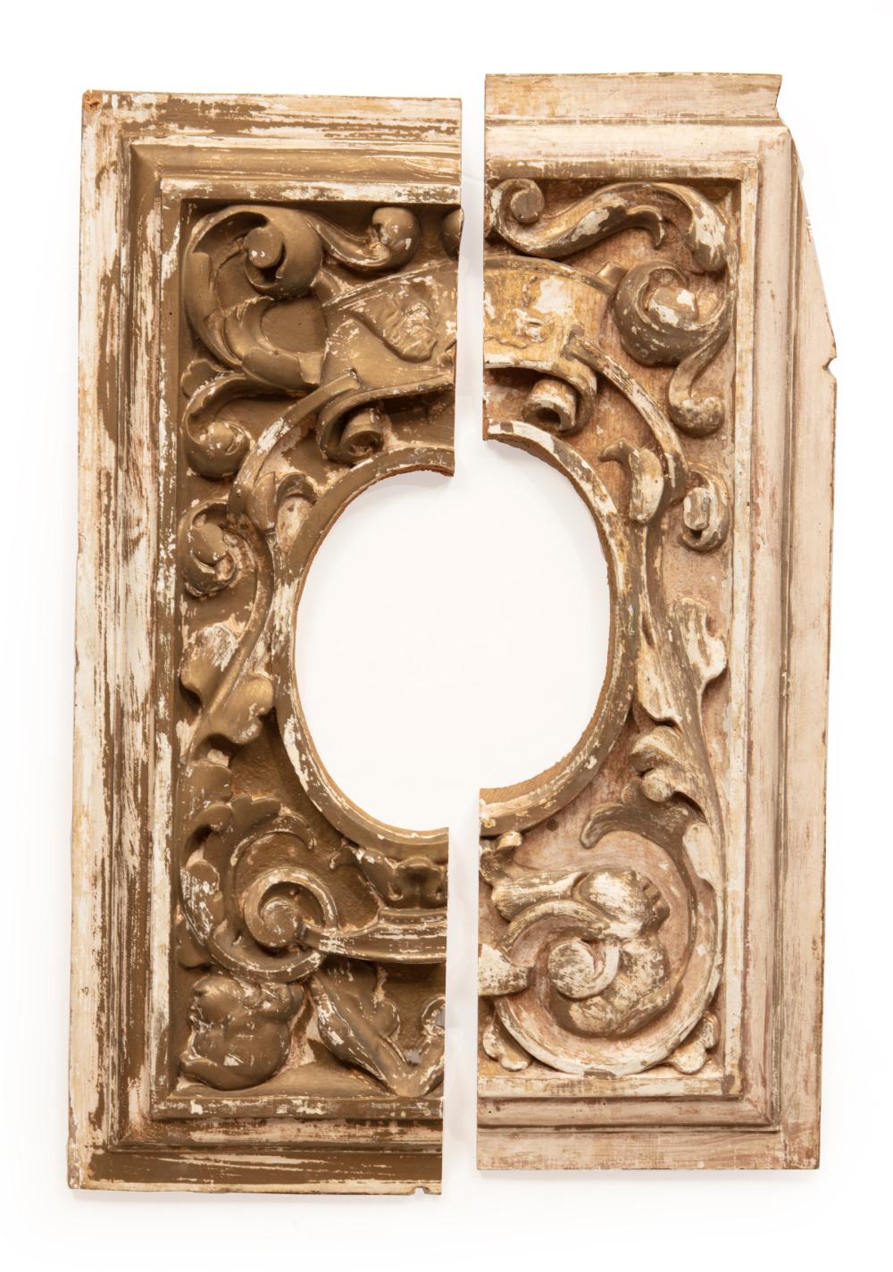 Appraisal: Pair of Architectural Carved Wood Elements form a circle opening