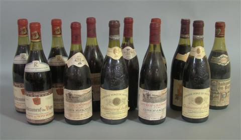 Appraisal: TWELVE BOTTLES OF MIXED RHONE Includes four bottles of Chateau