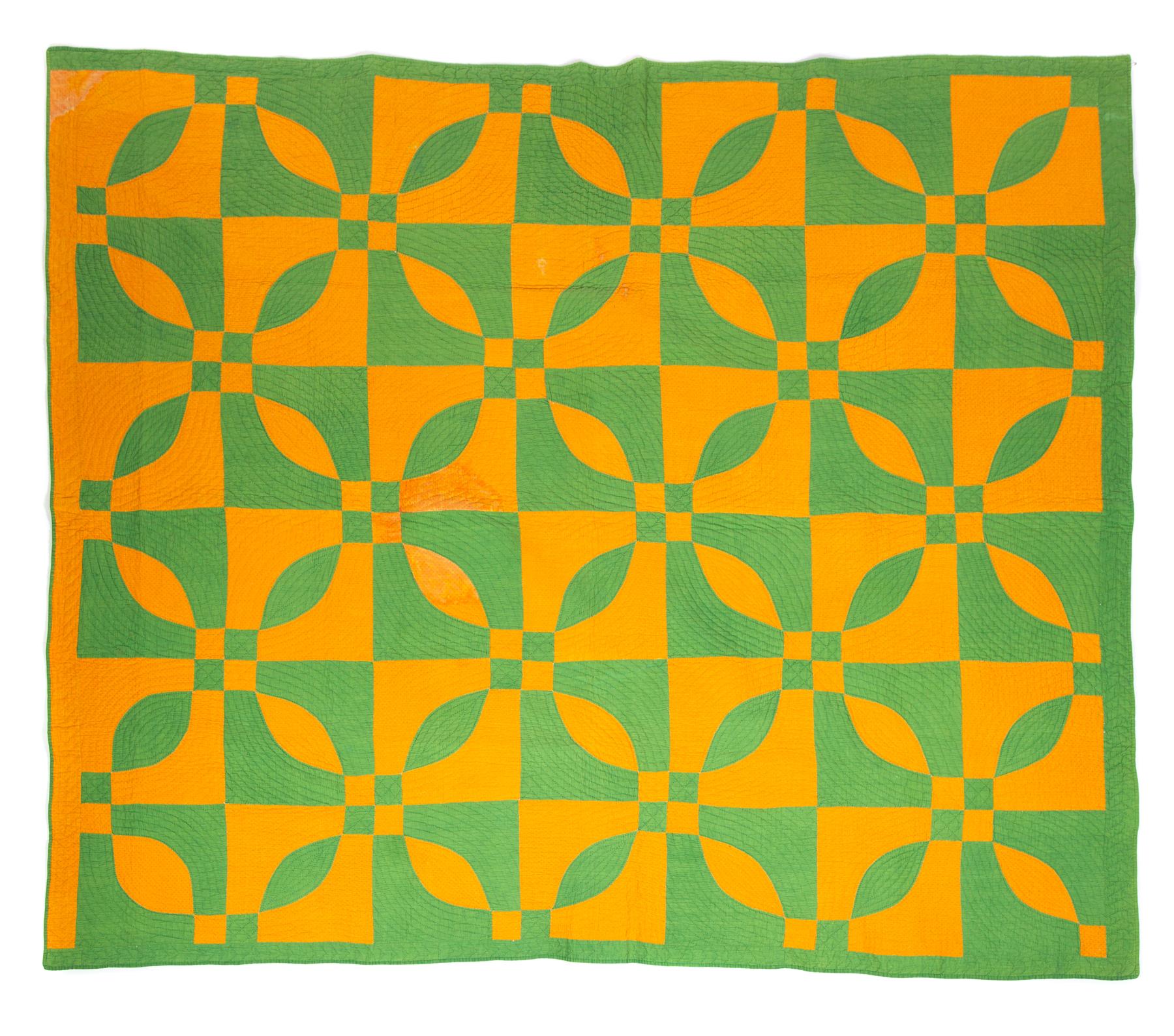 Appraisal: AMERICAN PIECED QUILT Late th - early th century Orange