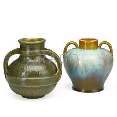 Appraisal: FULPER Two vases one with hammered texture Flemington NJ -