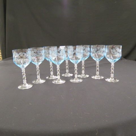 Appraisal: Fostoria Blue Crystal Wines Serenity Blue clear bases attributed to