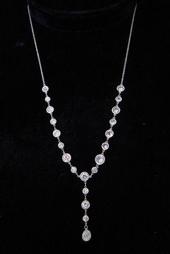 Appraisal: PLATINUM CT DIAMOND ''Y'' NECKLACE Hand crafted platinum necklace featuring