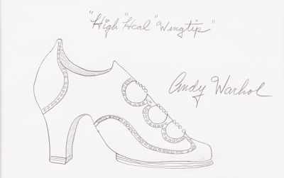 Appraisal: Andy Warhol American - High Heal Wingtip Pencil on paper