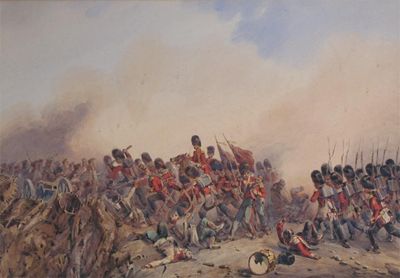 Appraisal: Orlando Norie - Battle scene in the Crimean War Signed