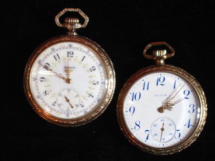 Appraisal: Two Elgin yellow gold filled case open face pocket watches