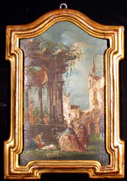 Appraisal: MANNER OF PIETRO PALTRONIERI italian - CAPRICCIO WITH ELEGANT FIGURES