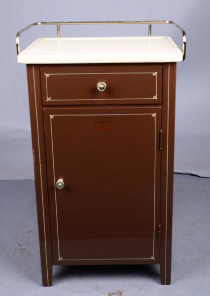 Appraisal: Medical Office Cabinet With Drawer Door Restored brown with tan