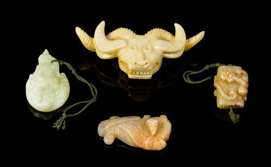 Appraisal: Sale Lot A Group of Four Carved Jade Articles comprising